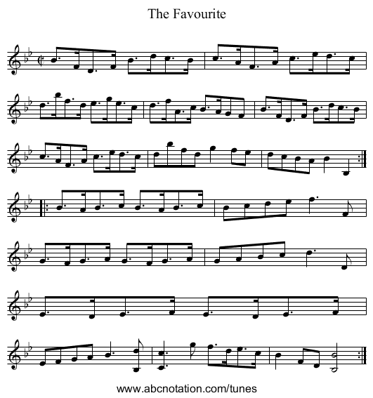 Favourite, The - staff notation