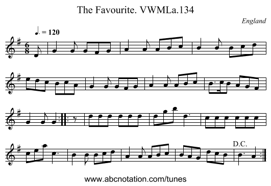 Favourite. VWMLa.134, The - staff notation
