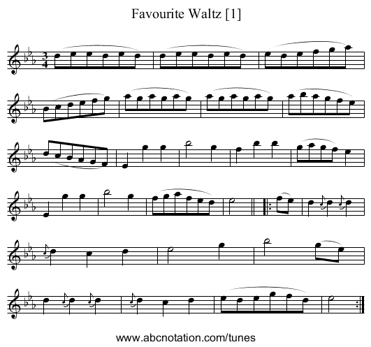 Favourite Waltz [1] - staff notation