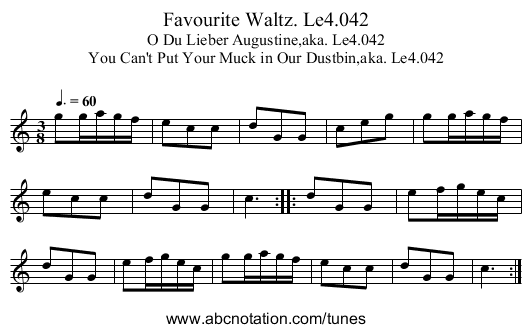 Favourite Waltz. Le4.042 - staff notation