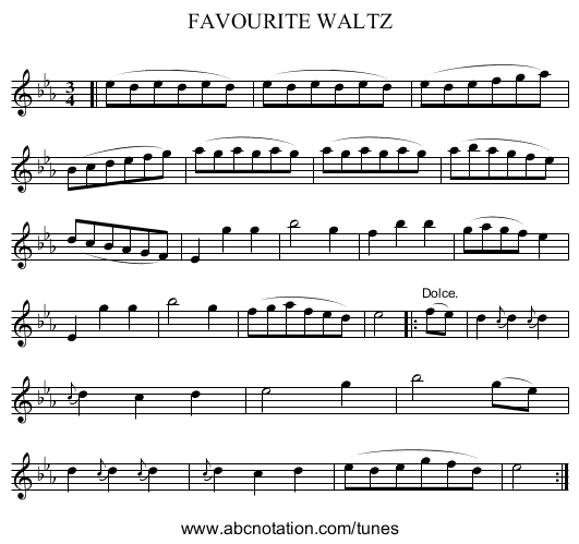 FAVOURITE WALTZ - staff notation