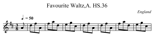 Favourite Waltz,A. HS.36 - staff notation