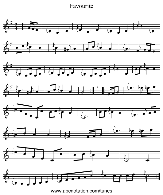 Favourite - staff notation