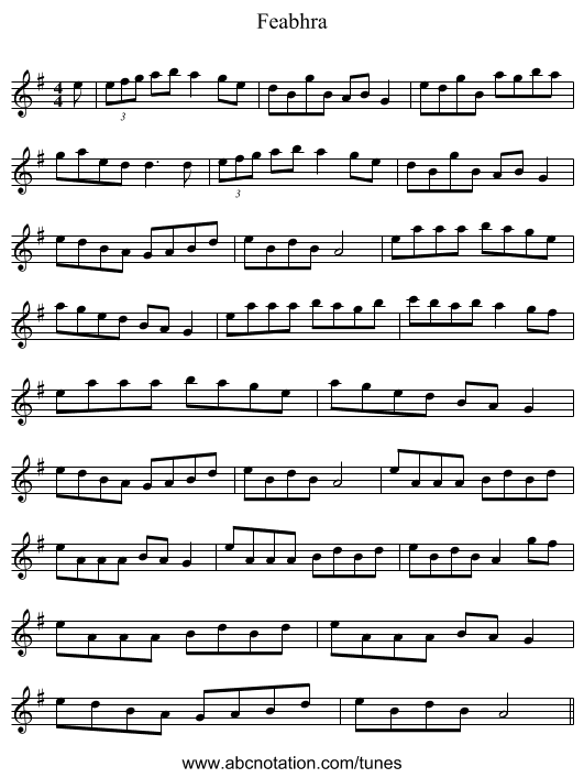 Feabhra - staff notation