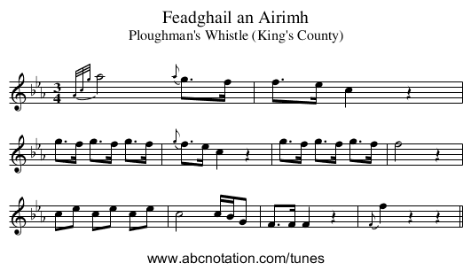 Feadghail an Airimh - staff notation