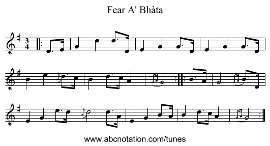 Fear A' Bhàta - staff notation