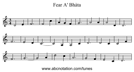 Fear A' Bhàta - staff notation