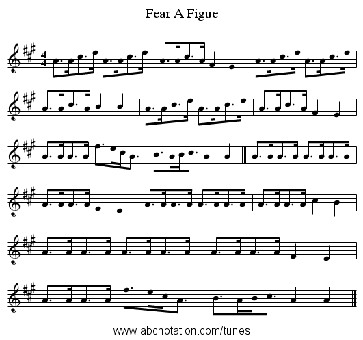 Fear A Figue - staff notation