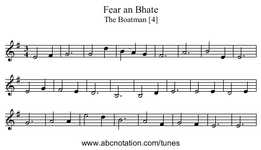 Fear an Bhate - staff notation