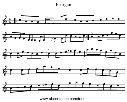 Feargan - staff notation