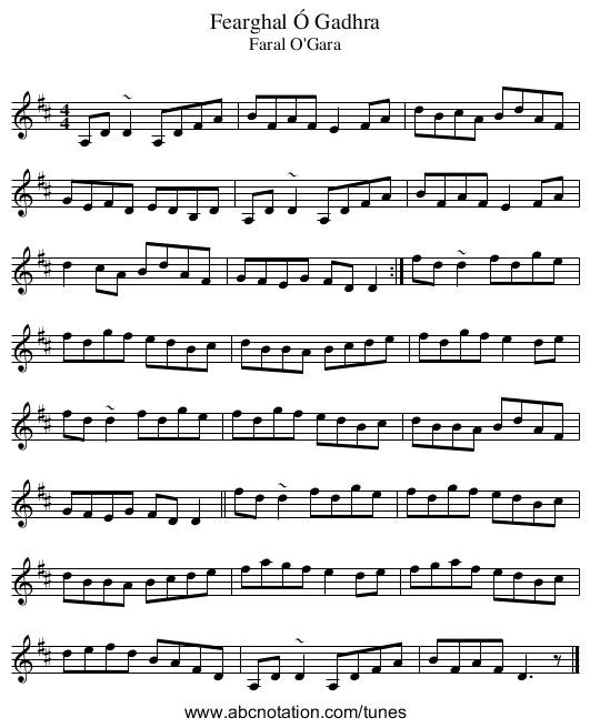 Fearghal Ó Gadhra - staff notation