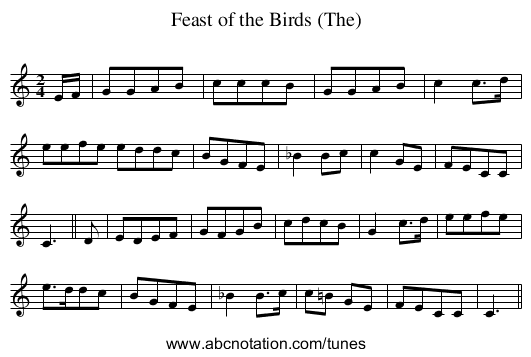 Feast of the Birds (The) - staff notation