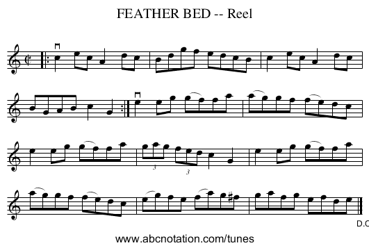 FEATHER BED -- Reel - staff notation