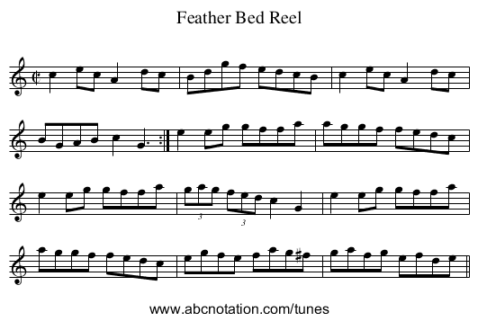 Feather Bed Reel - staff notation
