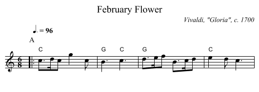 February Flower - staff notation