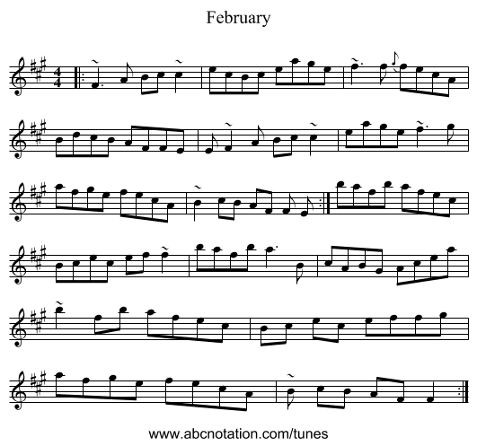 February - staff notation