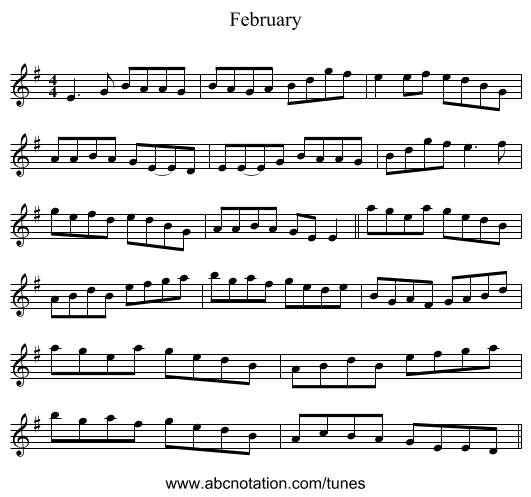 February - staff notation