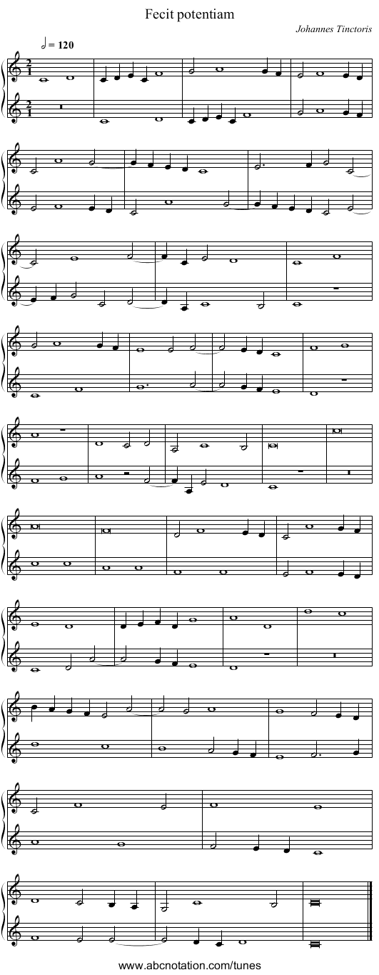 Fecit potentiam - staff notation