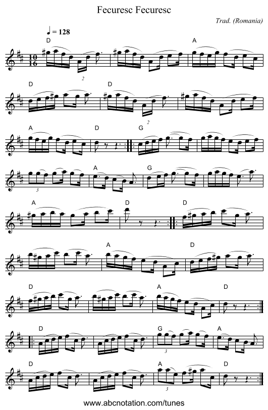 Fecuresc Fecuresc - staff notation