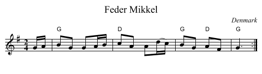 Feder Mikkel - staff notation