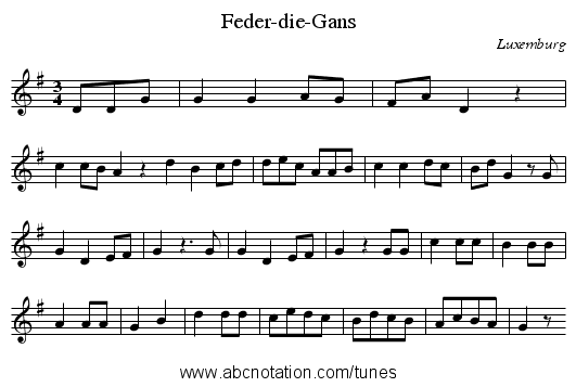 Feder-die-Gans - staff notation