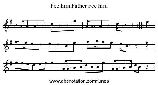 Fee him Father Fee him - staff notation