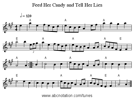 Feed Her Candy and Tell Her Lies - staff notation