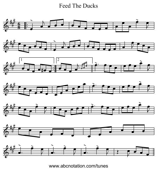 Feed The Ducks - staff notation