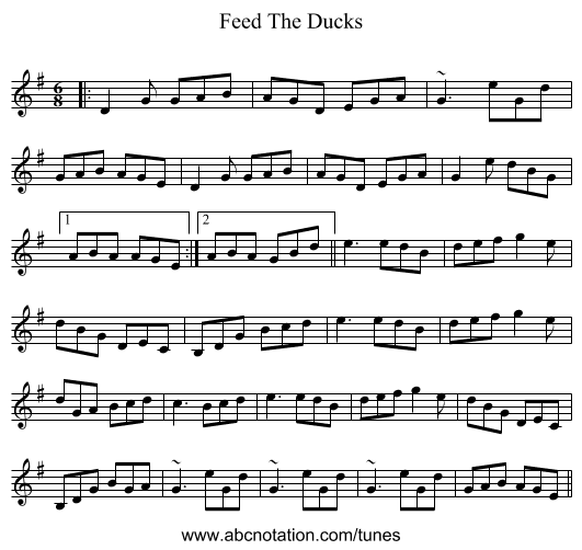 Feed The Ducks - staff notation