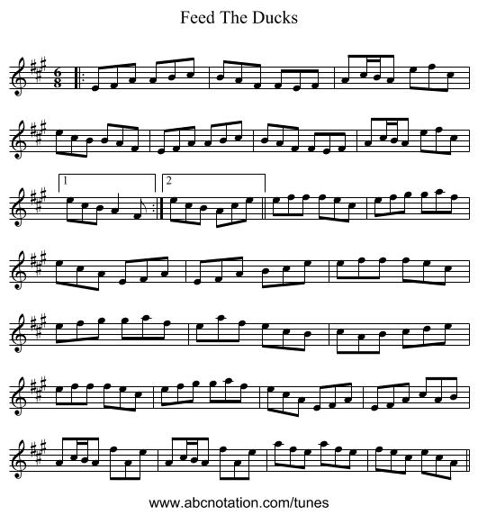 Feed The Ducks - staff notation