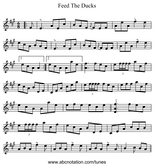 Feed The Ducks - staff notation