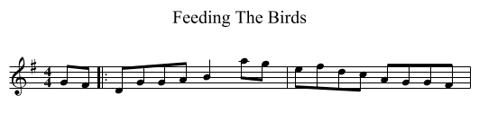 Feeding The Birds - staff notation