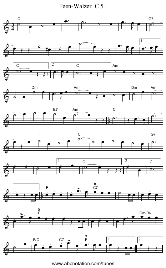Feen-Walzer C 5+ - staff notation
