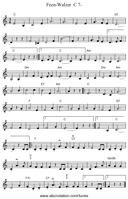 Feen-Walzer  C 7- - staff notation