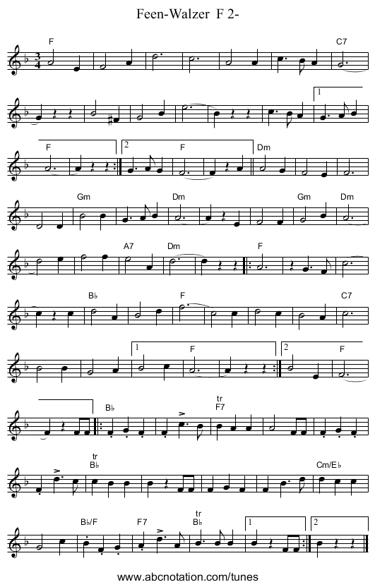 Feen-Walzer F 2- - staff notation