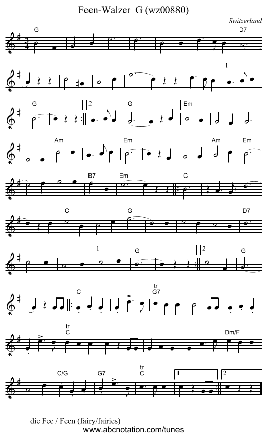 Feen-Walzer  G (wz00880) - staff notation