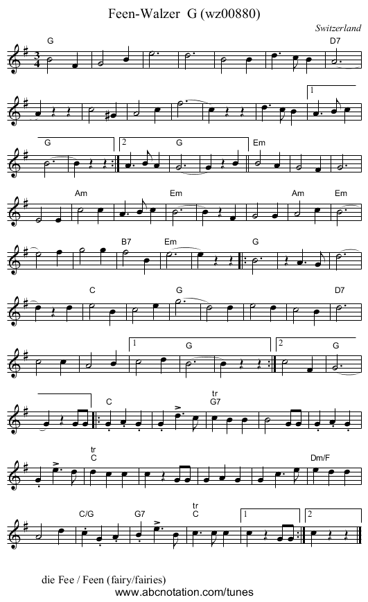 Feen-Walzer G (wz00880) - staff notation