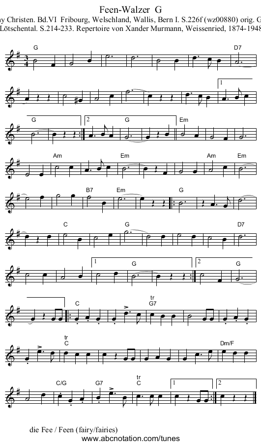 Feen-Walzer G - staff notation