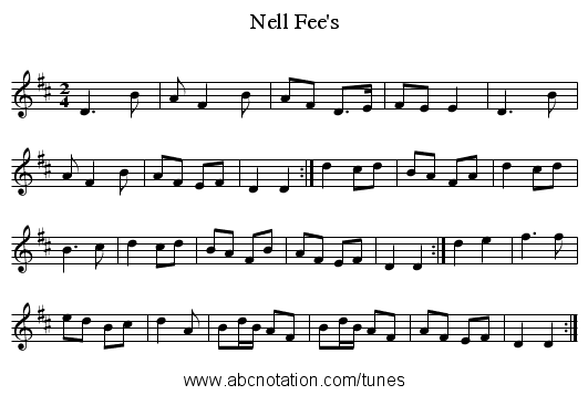 Fee's, Nell - staff notation