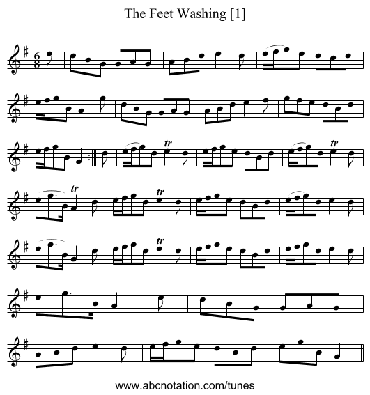 Feet Washing [1], The - staff notation