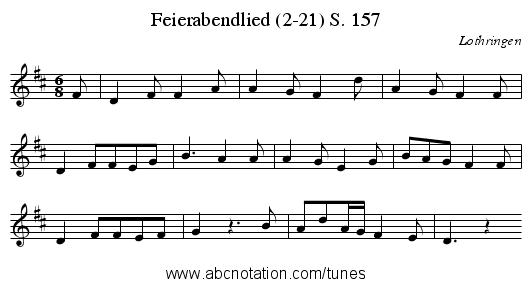Feierabendlied (2-21) S. 157 - staff notation