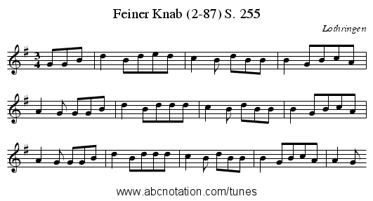 Feiner Knab (2-87) S. 255 - staff notation
