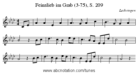 Feinslieb im Grab (3-75), S. 209 - staff notation