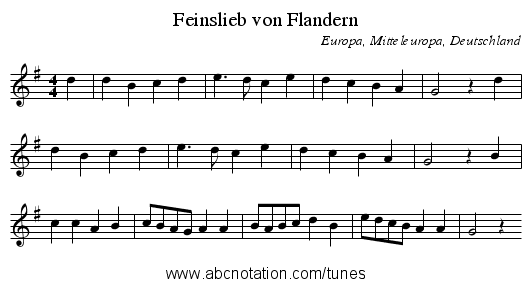 Feinslieb von Flandern - staff notation