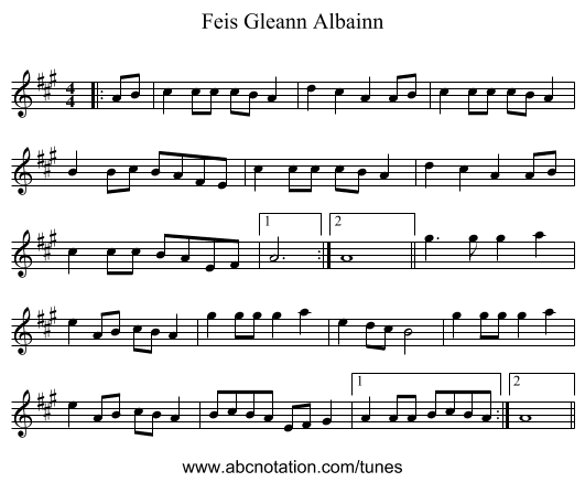 Feis Gleann Albainn - staff notation