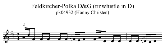 Feldkircher-Polka D&G (tinwhistle in D) - staff notation