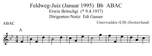Feldweg-Juiz (Januar 1995)  Bb  ABAC - staff notation