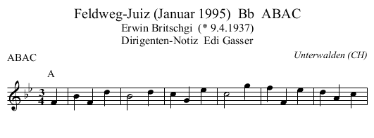 Feldweg-Juiz (Januar 1995)  Bb  ABAC - staff notation