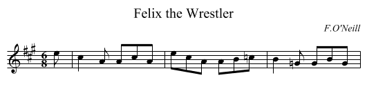 Felix the Wrestler - staff notation