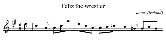 Feliz the wrestler - staff notation